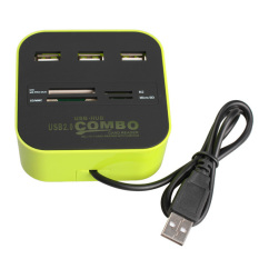 3 Port USB 2.0 HUB Multi Card Reader For SD/MMC/M2/MS PM-colour It In Satu