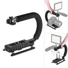3 Shoe Mounts U/C Shaped Bracket Holder Handle Handheld Video Action Stabilizer Grip for iPhone 7 Plus 6s 6 Plus for Canon Nikon Sony DSLR Camera Camcorder - intl