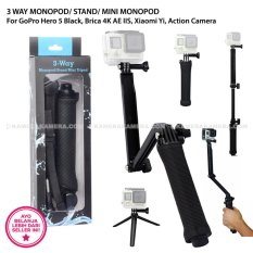 3 WAY MONOPOD/ STAND/ MINI MONOPOD For GoPro Hero 5 Black, Brica 4K AE IIS, Xiaomi Yi, Action Camera