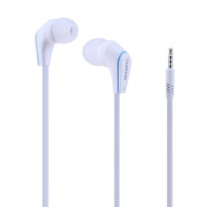 3.5mm Kumparan Bergerak Stereo In-Ear Earphone W/Mic Wired Control Flat Kabel (Putih)-Intl