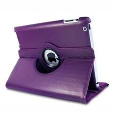 360 Derajat Rotasi Smart Cover PU Leather Cover Cover Shell untuk Apple IPad 3 (Ungu)-Intl