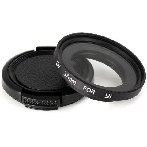 37mm Glass UV Filter Lens + Lens Cap with Adapter Accessory for Yi Action Camera 2