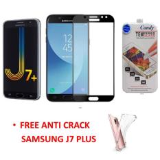 3D CANDY ORIGINAL FULL COVER TEMPERED GLASS PROTECTOR FILM 0,26 M 9H HARDNESS GLASS PREMIUM 3D FOR SAMSUNG GALAXY J7 PLUS ( JAPAN MATERIAL GLASS) - BLACK FREE ANTI CRACK