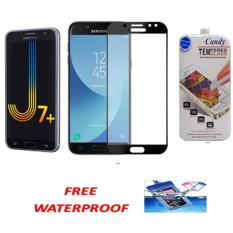 3D CANDY ORIGINAL FULL COVER TEMPERED GLASS PROTECTOR FILM 0,26 M 9H HARDNESS GLASS PREMIUM 3D FOR SAMSUNG GALAXY J7 PLUS ( JAPAN MATERIAL GLASS) - BLACK FREE WATERPROOF