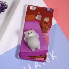 3D Squish Silikon Kartun IMD TPU Pappy Licin Case untuk Huawei P9 Lite/G9 Lite-Lazy Cat Berbohong Di Tempat Tidur-Intl
