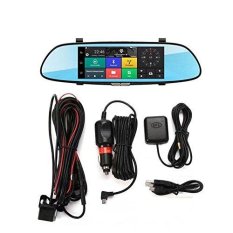 3g Mobil DVR Quad Core Android 5.0 Dashcam Mobil Kamera 7 Bluetooth GPS Navi Cermin Mobil Recorder + 32G Kartu-Intl