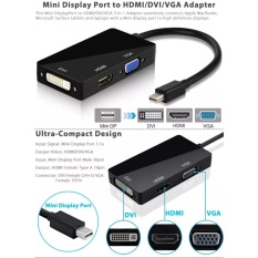 3in1 Adapter Converter Mini Displayport DP Display Port Thunderbolt Tunderbold Tunderbolt To Ke HDMI DVI VGA Connector Konektor Cable Kabel PC Projektor Infokus Laptop Notebook Monitor Komputer HDTV DVD 15 Macbook Tablet 11 Imac 13 Air Pro 17