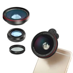 3in1 Klip Pada Perlengkapan Lensa Kamera Lebar Sudut Ikan Mata Macro 10x Zoom untuk Ponsel Pintar-Internasional