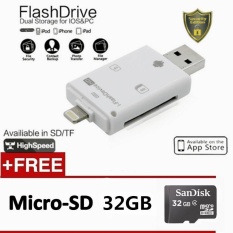 3in1 SD TF Card Reader untuk IPhone 7 6 S PLUS 5 S IPad + PC + Android Mikro USB Smart Phone OTG USB Flash Drive + 32 GB MEMORY CARD-Intl