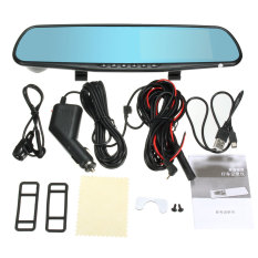 4,3 Inci HD 1080 P Monitor Ganda Len Heran In-Car Cam Kamera Mundur DVR Di Kaca Spion ต่างประเทศ