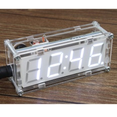 4 Digit Diy LED Jam Elektronik Kit Mikrokontroler 0.8 Inch Tabung Digital Clock dengan Thermometer Fungsi Sela Jam Perlengkapan Buat Sendiri Modul -Intl