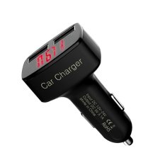 4 In 1 3.1A Dual USB Car Charger Adapter Voltmeter Merah Celcius (Black)