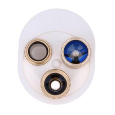 4 In 1 360 Derajat 15X Macro Fish Eye CPL Lensa Datar untuk Smart Phone (Emas)-Intl