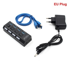 4 Port Dipimpin Pengganti Kampanye Versus Usb 3.0 Hub With On/OFF Switch Power Adapter For Laptop Uni Eropa Plug