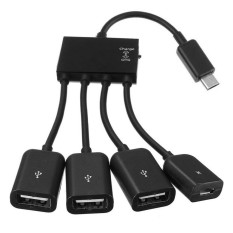 4 Port Micro USB OTG Charge HUB Kabel untuk Samsung GalaxyS2/S3/S4/S5, Catatan, Tab 3 8.0, Sony Xperia NX-02D/Acro HD/SSeries, Th-Intl