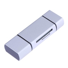5 In 1 TYPE C untuk Micro USB 2.0 TF/SD/MMC Card Reader USB 3.0 OTG Adaptor (Perak) -Intl