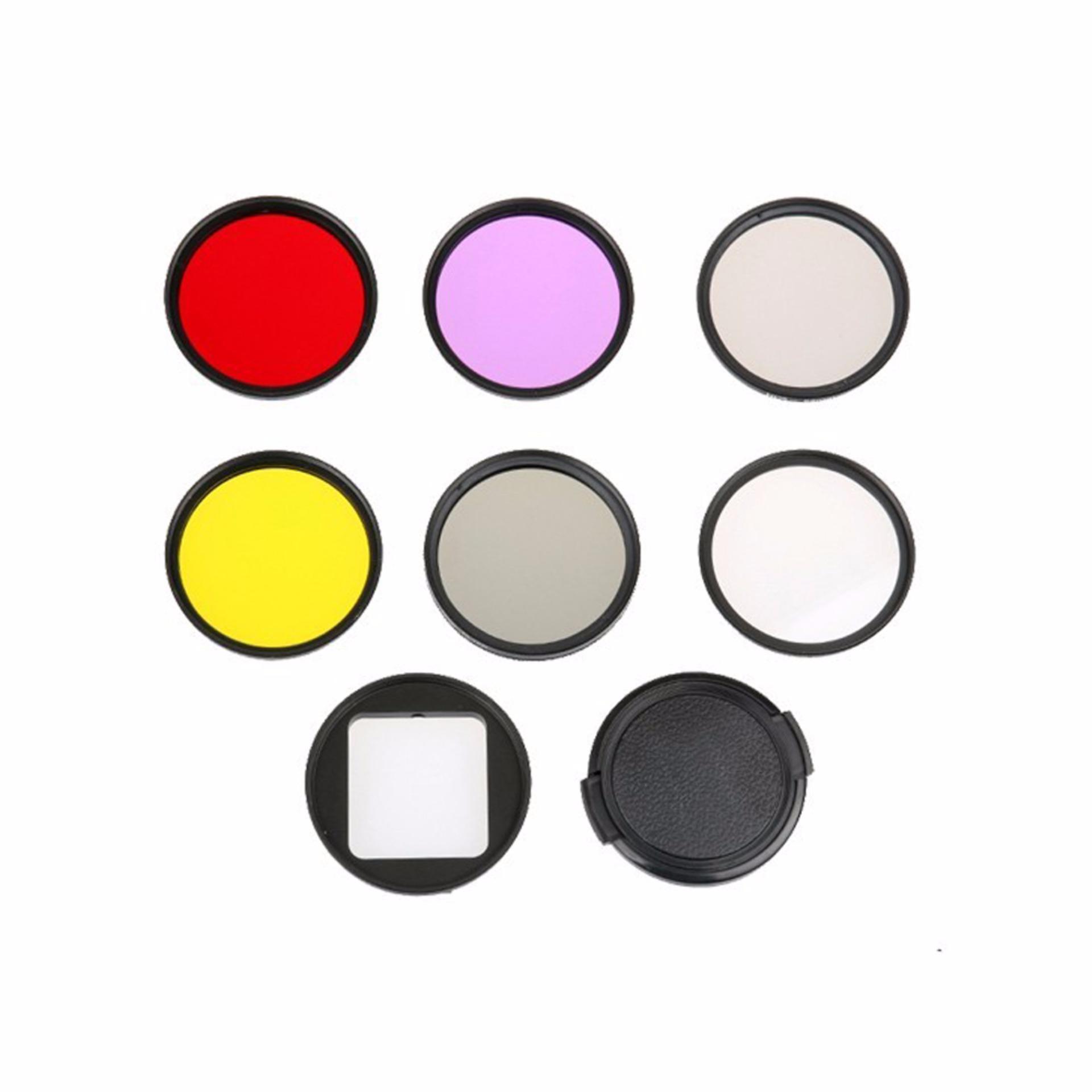 52mm Diving Filter Set Adapter Ring Lens Cap UV CPL ND4 Yel52mm Diving Filter Set Adapter Ring Lens Cap UV CPL ND4 Yellow Red Purple Underwater filter for Go Pro Hero4 3+ Action Sport Camera Accessories