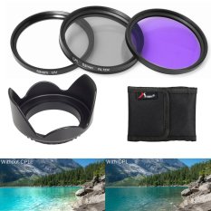 52mm Lensa Hood + UV-Kopral Filter FLD Ditetapkan untuk Nikon D5300 D3300 D3200 D3100