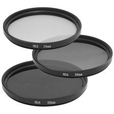 58mm Neutral Density ND2 ND4 ND8 ND 2 4 8 Filter Set dari 3 58mm untuk Canon LF062-SZ (hitam)