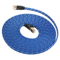 5 M Tahan Lama Kuat CAT-7 CAT7 RJ45 10 Gbps Kabel Jaringan LAN Kabel Ethernet Pipih (Biru)