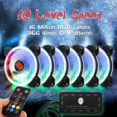 6-Pack 1800 Rpm RGB LED Tenang Tas Komputer PC Kipas Angin Pendingin 120 Mm + Pengendali Jarak Jauh-Intl
