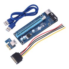 60 Cm PCI-E Express 1x untuk 16X USB 3.0 Powered Extender Adaptor Pengangkat Kartu Grafis (Biru)-Intl