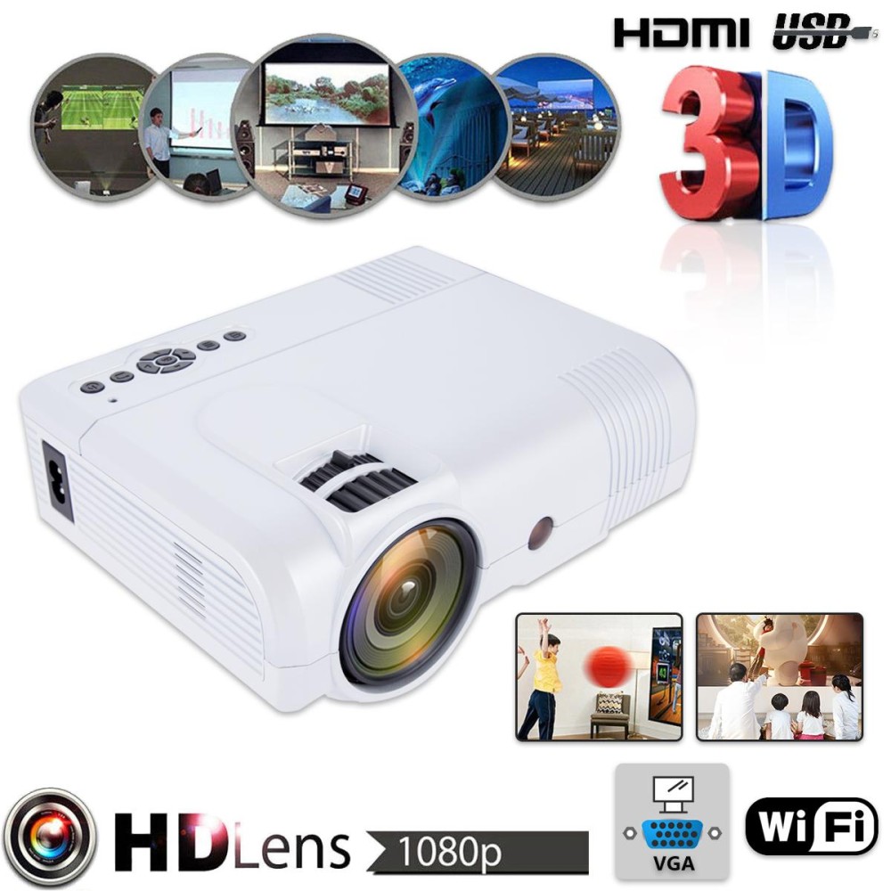 7000 Lumens Android WiFi LED Home Theater Projector TV USB HDMI 1080P Full HD EU Plug - intl