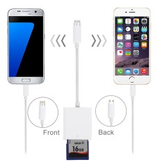 8 Jarum & Mikro Usb untuk Sd Kartu Kamera Pembaca untuk iPhone, iPad, Samsung, sony dan Ponsel Pintar Lain (IOS 11.0 Di Bawah, Android dengan OTG Fungsi) (Putih)-Internasional