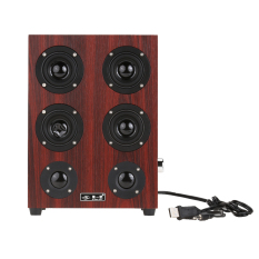 9,4 Inci Kulit Kayu 3,5mm Sistem Suara Stereo Hi Fi Speaker Musik Subwoofer-Internasional