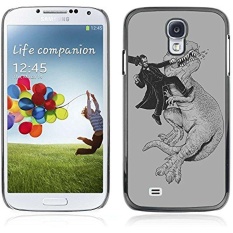 A-type Colorful Printed Hard Protective Back Case Cover Kulit Shell untuk Samsung Galaxy S4 IV (I9500/ I9505/I9505G) /SGH-i337 (Lucu Abraham Lincoln VS T-rex Raptor WTF)-Intl
