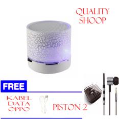ABADIuNiQue Mini LED Bluetooth Speaker S10 LED Light - White +PREE PISTON2+ KABEL DATA OPPO