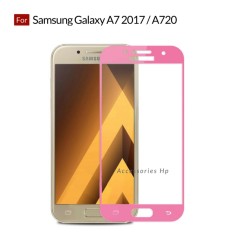 Accessories Hp Full Cover Tempered Glass Warna Screen Protector for Samsung Galaxy A7 2017 / A720 - Rosegold