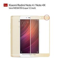 Accessories Hp Full Cover Tempered Glass Warna Screen Protector for Xiaomi Redmi Note 4 / Note 4X Versi MEDIATEK 5.5 Inch - Gold