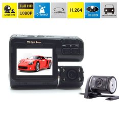 Acoo Qniglo Dua Lensa Mobil DVR Kamera I1000 HD Penuh 1080 P 2.0 Â?? Lcddashcam + Kamera Belakang + 8 Lampu LED IR Modus Malam H.264VideoRecorder (Luar Negeri)-Intl