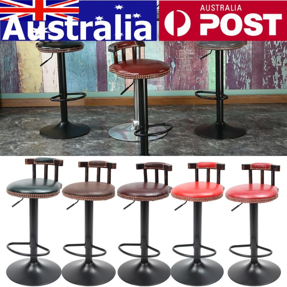 Adjustable Retro Logam Kerajinan Bar Stool Furniture Swivel Cafe Counter Kursi 250LB Brown Red-Intl