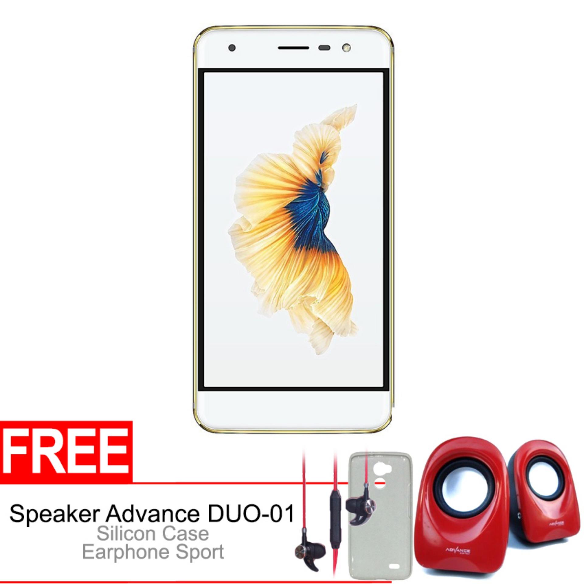 Advan Vandroid G1 3/32GB 4G - Gold + Gratis Speaker Advance DUO-01, Silicon Case & Earphone Original