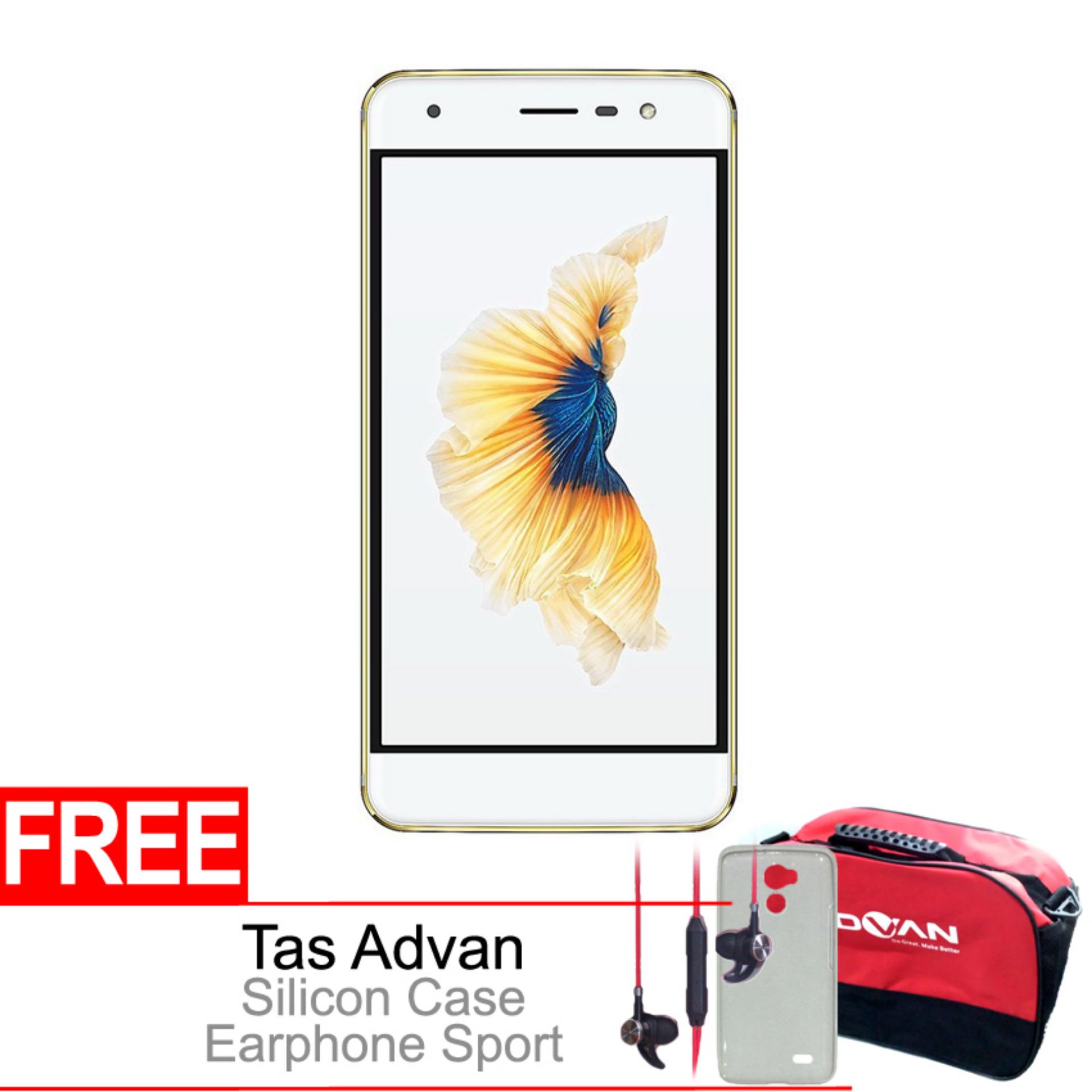 Advan Vandroid G1 3/32GB 4G - Gold + Gratis Tas Advan, Silicon Case & Earphone Original