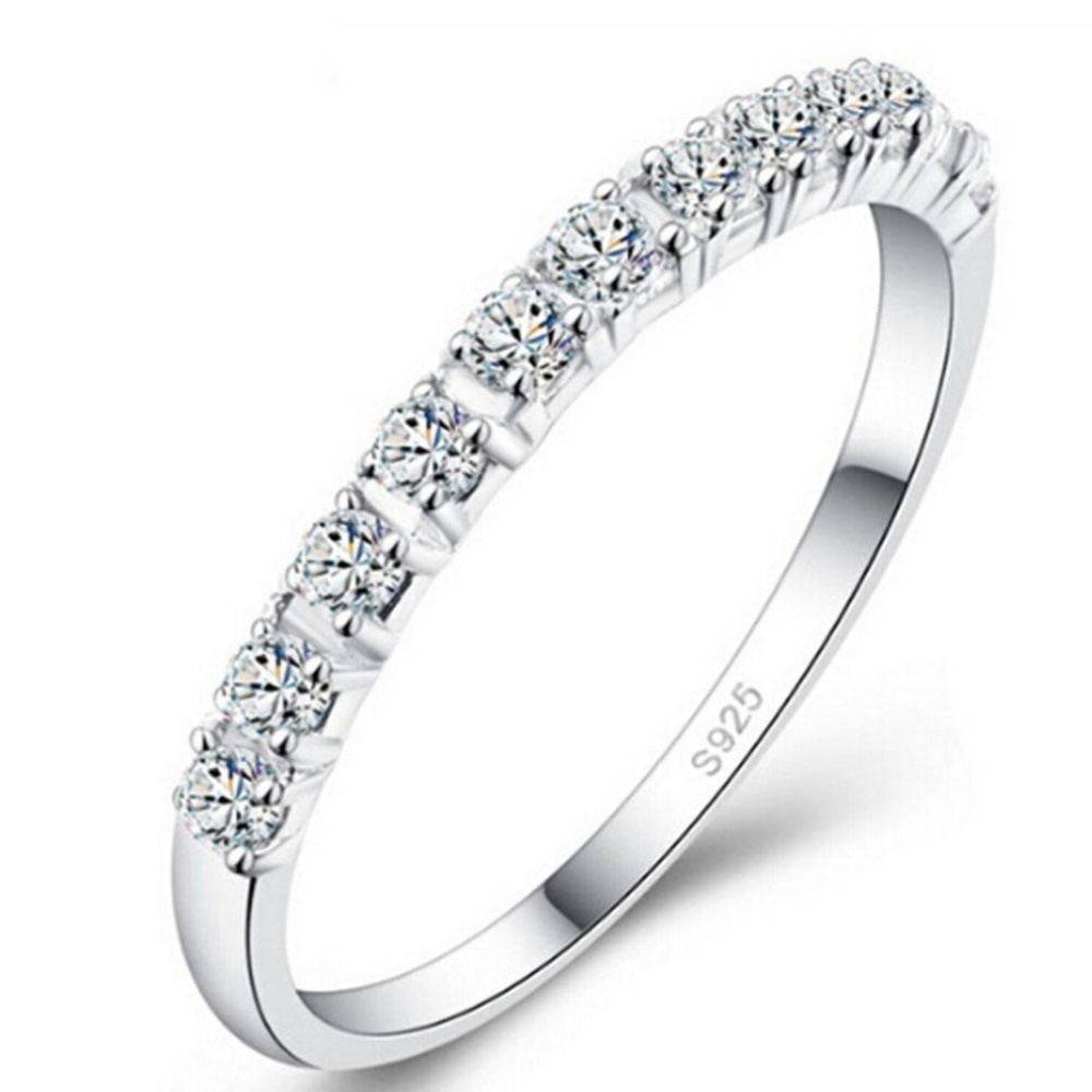 Ai Home Wanita cincin kawin perak berlapis simulasi perhiasan cincin berlian XL