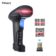 Aibecy Bt Handheld Nirkabel 1D/2D/Pemindai Kode Batang QR Bar Pembaca Kode dengan Penerima USB 2100 Kode Kapasitas Penyimpanan untuk Pos PC Android IOS
