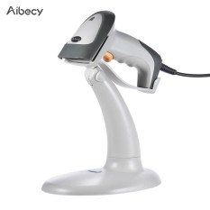 Aibecy USB Bi-directional 1D Barcode Scanner Auto Manual Berturut-turut Pemindaian Pembaca Kode Batang Mengadopsi 32bit Prosesor ARM Optik Glass W/Stand-Intl