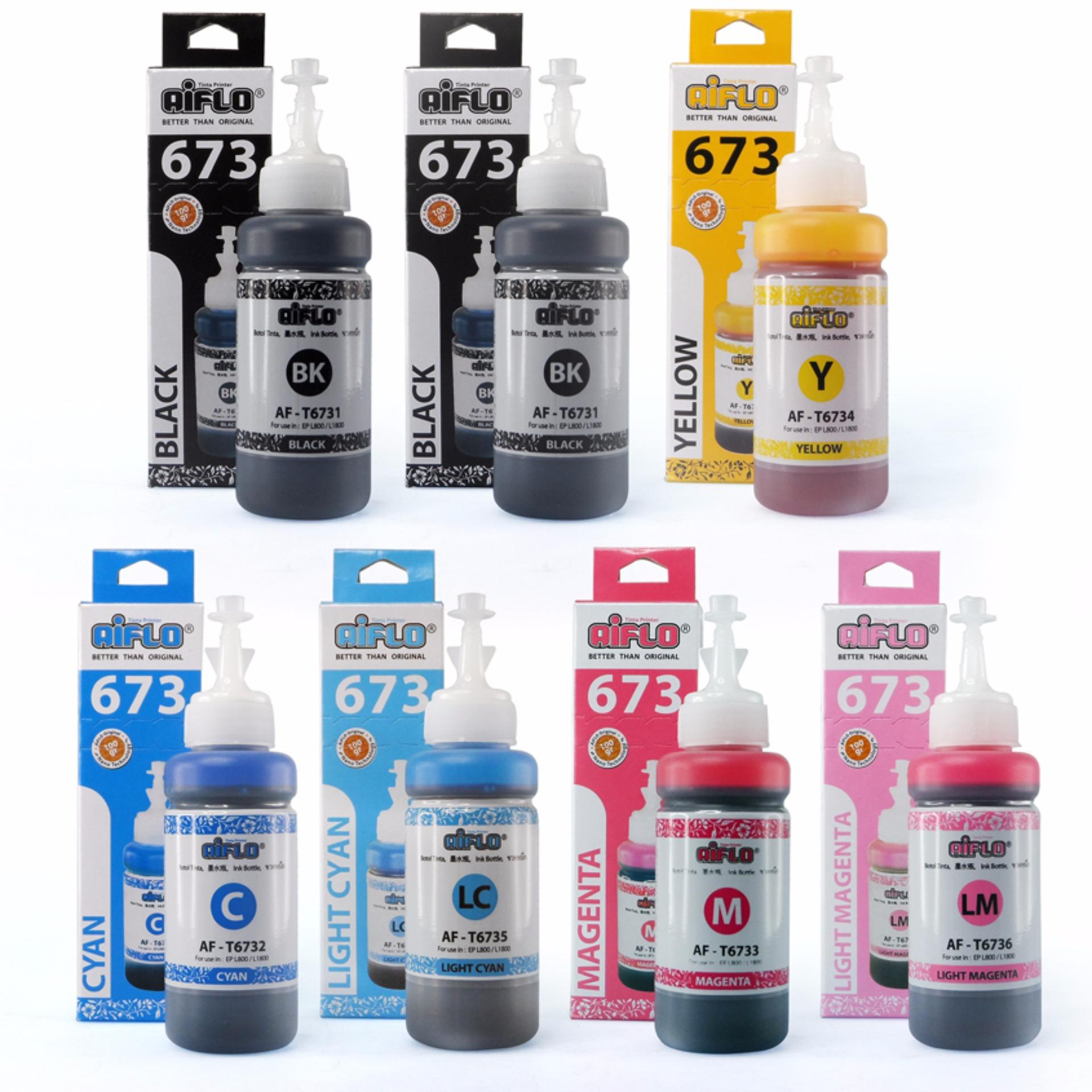 AIflo 673 Paket Kombinasi 7 Botol Untuk Printer Epson L800 L1800