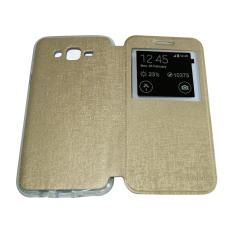 Aimi Flip Cover Samsung Galaxy J7 Core Emas / Leather Case Samsung Galaxy J7 Core View / Flipcover Windows View / Wallet Phone Bag / Sarung Case / Case Hp / Casing Samsung J7 Core - Gold