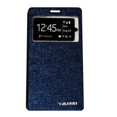 Aimi Leather Case Sarung Untuk Samsung Galaxy A8 A800 Flipshell/Flipcover - Biru Tua