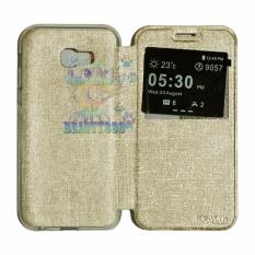 AIMI Leather Sarung For Samsung Galaxy A7 2017 A720 Flipshell / Leather Case / Flip Cover Kulit / Sarung Case / Sarung Handphone / Sarung HP - Gold