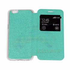 Aimi OPPO A57 Flip Cover Kulit Sintetis With Silicone Interior/ Flip Shell Leather Faux / Sarung Phone Case - Hijau Tosca