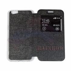 Aimi OPPO A57 Flip Cover Kulit Sintetis With Silicone Interior/ Flip Shell Leather Faux / Sarung Phone Case - Hitam