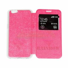 Aimi OPPO A57 Flip Cover Kulit Sintetis With Silicone Interior/ Flip Shell Leather Faux / Sarung Phone Case - Pink