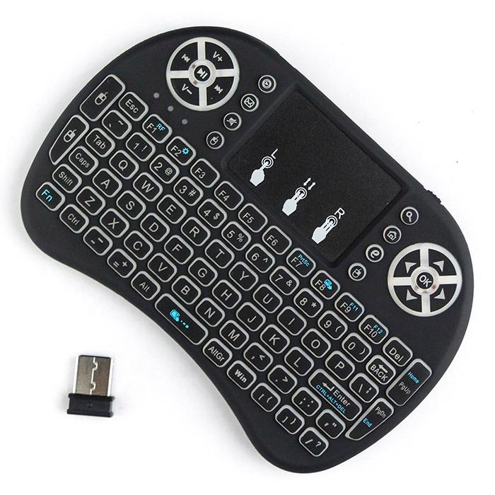 Air Mouse Wireless Keyboard RGB 2.4GHz Dengan Touch Pad - I8-3C - Black