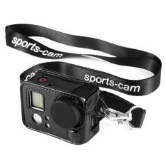 Amkov Leather Camera Case Bag Cover with Lens Cap Kit for GoPro Hero 3+