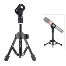 MS-12 Mini Dapat Dilipat Dapat Disesuaikan Desktop Tripod Penyangga Mikrofon dengan MC3 MIC Pegangan Klip Bracket untuk Pertemuan Kuliah Podcast-Intl